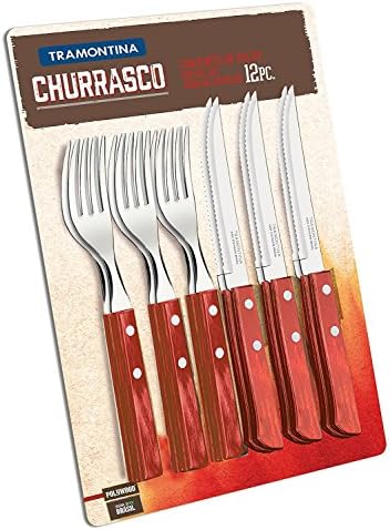 21199/711 biftek sofra takımı-Set, 12 parça kırmızı Griffen 2-kat perçinlenmiştir 6 x Biftek Bıçağı 5 inç, 6 x Steakgabel