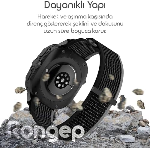 Galaxy Ultra 47mm ile Uyumlu Hook Loop Kumaş Kordon Terletmeyen Cildi Tahriş Etmeyen Nefes Alabilen Yapılı Cırt Cırt Tasarımlı Deformasyona Dayanıklı Rahat Kayış