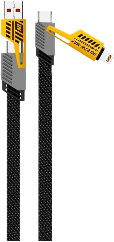4 in 1 65/27 W 2 TO 2 FLAT FAST WIRE PD USB TYPE C İOS 4 LÜ HASIR ŞARJ VE DATA KABLO