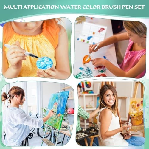 Su Fırçası Kalemi, 12 Parça 3 Boyutta Su Bazlı Boya Fırçası, Premium Naylon Kıllı Profesyonel Seti, Resim, Aquarelle, Pastel, Akrilik Boyama, Guaj ve Mürekkep Çalışmaları İçin