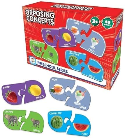 Zıt Kavramlar Eğitici Puzzle, 40 Parça, 3+ Yaş, Okul Öncesi Öğrenme Seti