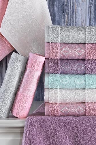 Tekstil | 12'li 30x50 Cm El Ve Yüz Havlu Seti | Mutfak Havlusu Renkli