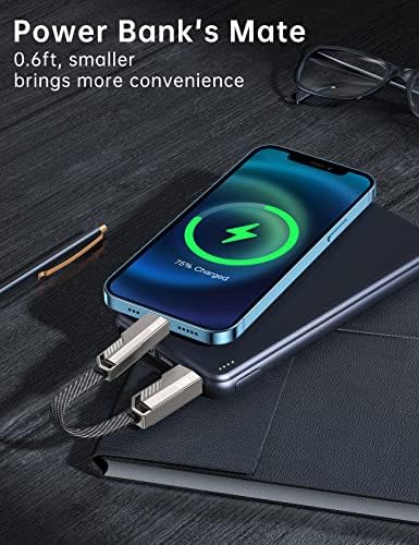 4'ü 1 arada USB C Kablosu [45W Hızlı Şarj ve Veri Senkronizasyonu] Düz Örgülü USB C - USB C Şarj Kablosu L/Tip C/USB A Çoklu Bağlantı Noktaları iPad MacBook için - 1ft (SHEZI