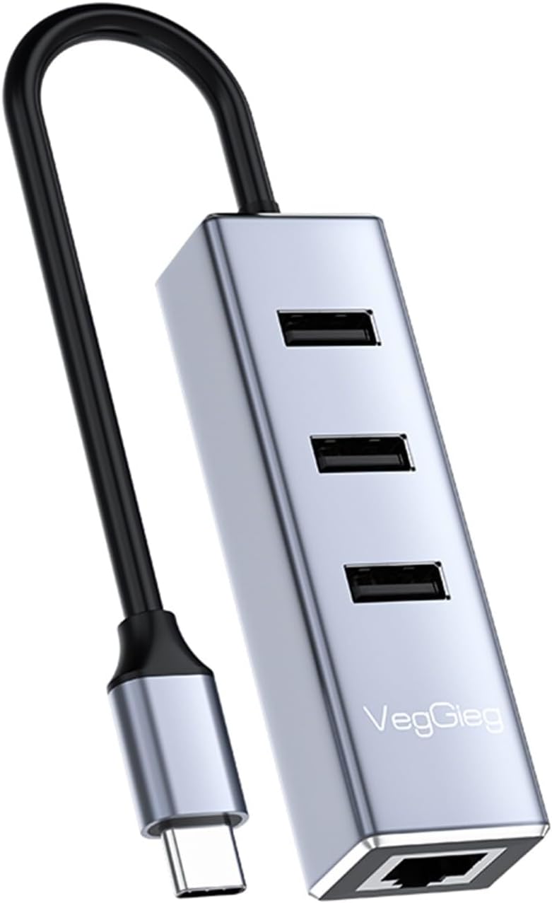 Veggieg USB Type-C to 100Mbps Ethernet Çevirici ve 3 Portlu USB Hub Çoklayıcı