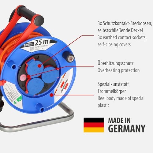 Serisis IP44 Lisanslı 25 Metre Makaralı Uzatma Kablosu Turuncu