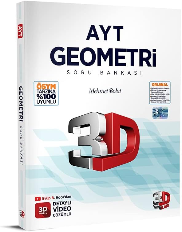 3D Yayınları 2023 AYT Geometri Tamamı Video Çözümlü Soru Bankası