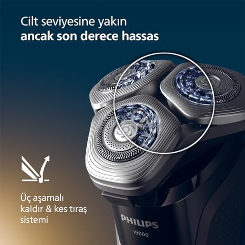 Philips i9000 SkinIQ Islak ve Kuru Tıraş Makinesi, 360° Hassas Başlıklar, Yapay Zeka Destekli, Temizleme Ünitesi ve Seyahat Çantası Hediyeli, X9002/30