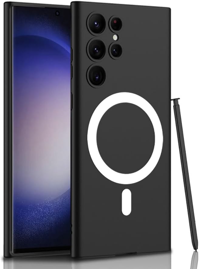 ZORE Galaxy İle Uyumlu S23 Ultra Kılıf Şarj Özellikli Kıpta Silikon Kapak Siyah