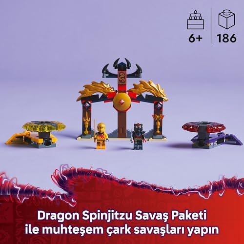 Ejderha Spinjitzu Savaş Paketi 71826-6 Yaş ve Üzeri Çocuklar için 2 Minifigürü İçeren Yaratıcı Oyuncak Yapım Seti, Doğum Günü Hediyesi (186 Parça)