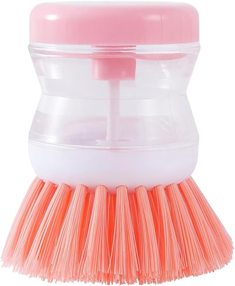 3’lü Sabunluklu Avuç İçi Bulaşık Fırçası – Doldurulabilir Sabun Hazneli, Ergonomik Silikon Saplı, Yapışmaz Yüzey Dostu, Tencere ve Tabak Temizliği İçin Dayanıklı Naylon Filament, Asorti Renkli, 9x7 cm