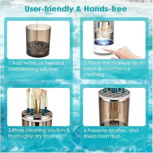 Orret Home Elektrikli Makyaj Fırçası Temizleyici – Ultrasonik Derin Temizleme, Hızlı Kurutma ve Derinlemesine Hijyen, Tüm Fırça Boyutlarına Uygun Makyaj Fırçası Temizleme Makinesi