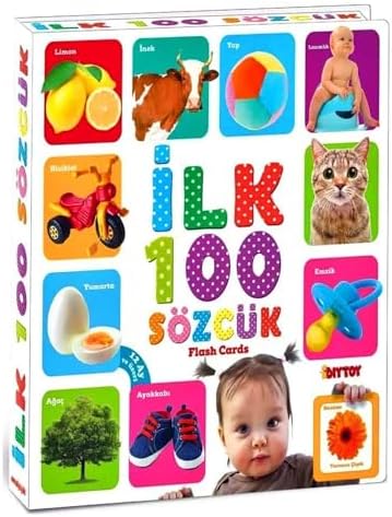 Bebeğim İçin İlk 100 Sözcük Kelime Zeka Kartları Eğitici Yeni doğan Kartları