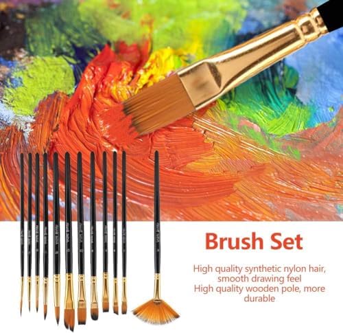 Ressam Sanat Malzemeleri Seti 12’li Fırça Seti + 5’li Metal Spatula | Akrilik,, Yağlıboya için Profesyonel Sanat Malzemesi Sanatçı, Öğrenci, Hobi Kullanımı