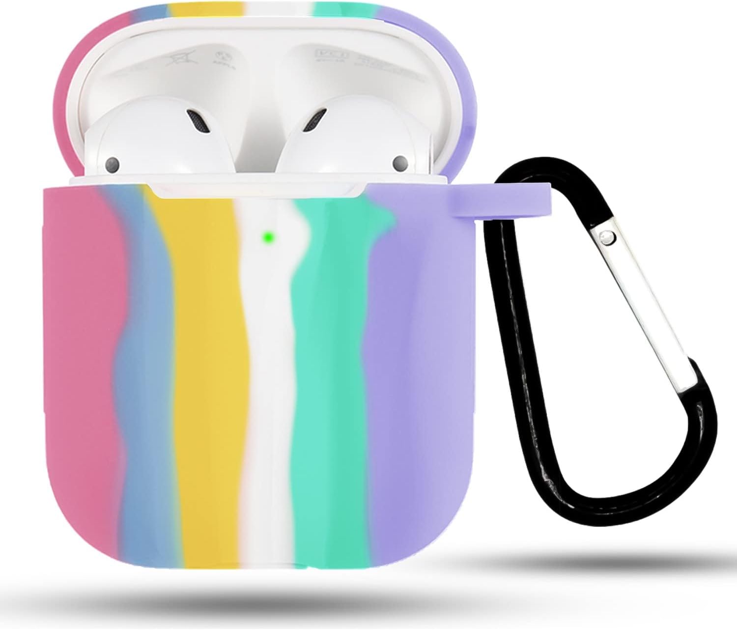 Happy Air pods 2 ve 1. Nesil Uyumlu Kılıf Gök Kuşağı Renkli Silikon Kulaklık Kılıfı