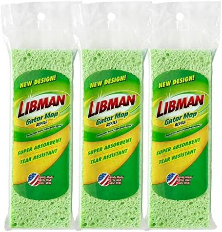Libman Paspas, dolum paketi, 3 adet Mop yedek doldurucu, selüloz, yeşil, 20 cm sünger, 3