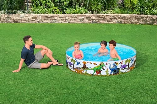| Dinozor Çocuk Havuzu, Çocuk Yüzme Havuzu, Yer Üstü Şişirilebilir Havuz, Açık Bahçe Havuzu, 183 cm x 38 cm