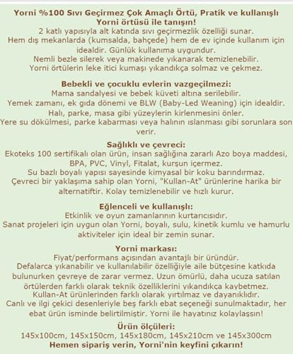 Su Geçirmez, Yer/masa Örtüsü, Aktivite, Yemek Ve Oyun Için, Doğa Dostu Ve Çevreci, Ekoteks Sertifikalı, (150x100cm)