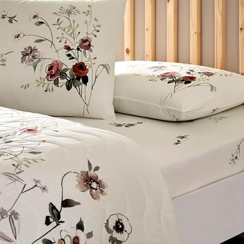 Alina  Standart Pamuk Nevresim Takımı, Ekru, Çift Kişilik