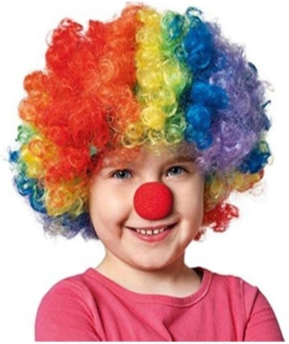 Beysüs Unisex Renkli Palyaço Peruk Saç Bonus Ve Burun Seti