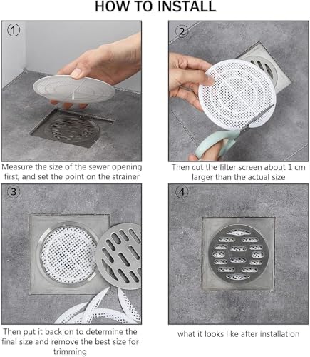 Zemin tahliye kapağı, 4'lü Paket Küvet Tıkacı Zemin Matı, Kesilebilir, Kolay Kurulum ve Temizlik, Duş Tahliye Filtresi, Mutfak, Çamaşır ve Tuvalet İçin Duş Tahliye Tıkacı