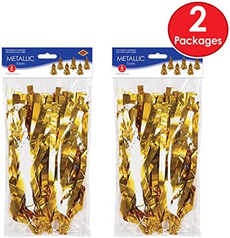 Doğum Günü Partisi, Düğün Resepsiyonu, Bebek Partisi, Mezuniyet Dekorasyonları için 12 Adet Metalik Plastik Püsküllü Balon Püskülleri, 24,8 cm, Altın