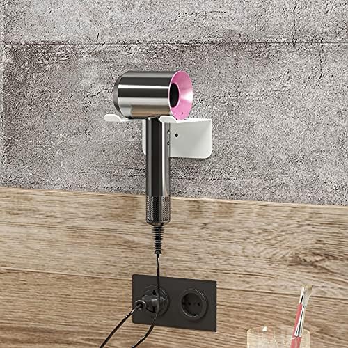 LMZ Metal Saç Kurutma Makinesi Tutucu, Saç Kurutma Makinesi Tutacağı, Kuaför Fön Makinesi Askısı, Berber Saç Kurutma Makinesi Askısı (Beyaz, Metal)