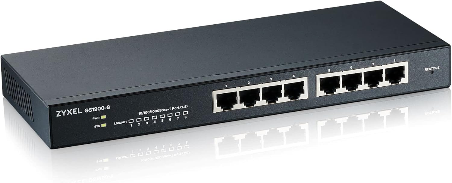 8 Bağlantı Noktalı 10/100/1000 Gigabit Switch | Smartmanaged | Masaüstü/Duvar Tipi ve Fansız | VLAN, IGMP, QoS