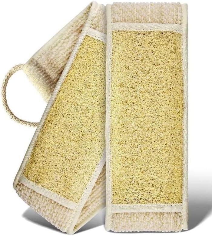 eldione Doğal Kabak Lifi Sırt Kesesi –Çift Taraflı Peeling Lifi, 70x11 cm, Uzun Kulplu, Selülit Karşıtı, Rovin Kumaşlı, Cilt Temizleyici Yenileyici Canlandırıcı Etki, Hücre Yenileme,Exfoliating Kese