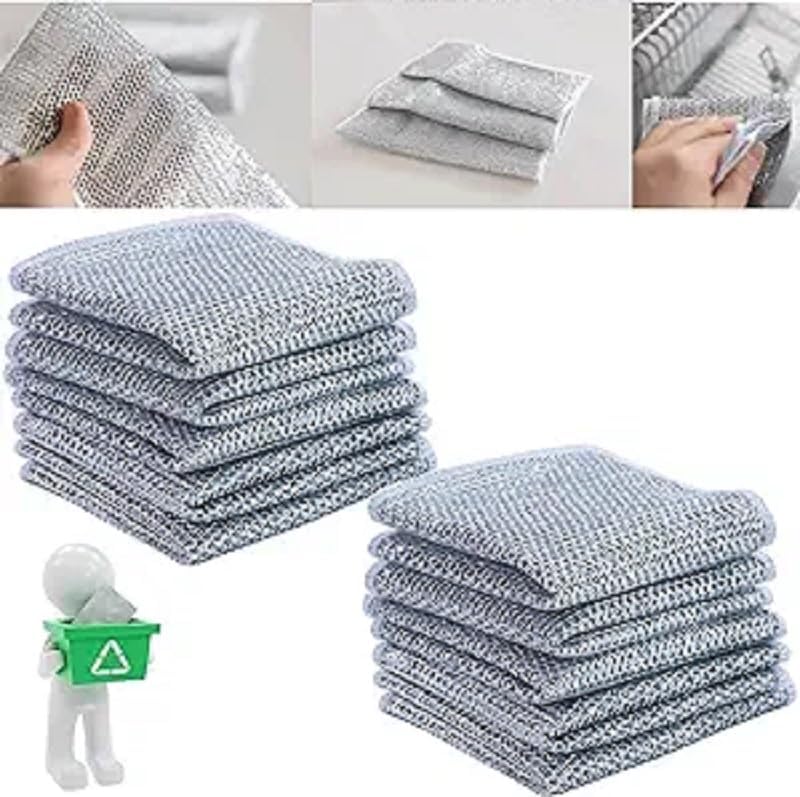 10 Adet Çizilmez Tel Bulaşık Bezi, Islak ve Kuru için Çok Amaçlı Tel Bulaşık Yıkama Bezi, Bulaşık için Çok Fonksiyonlu Bulaşık Bezleri, Mutfak Temizliği için Yeniden Kullanılabilir