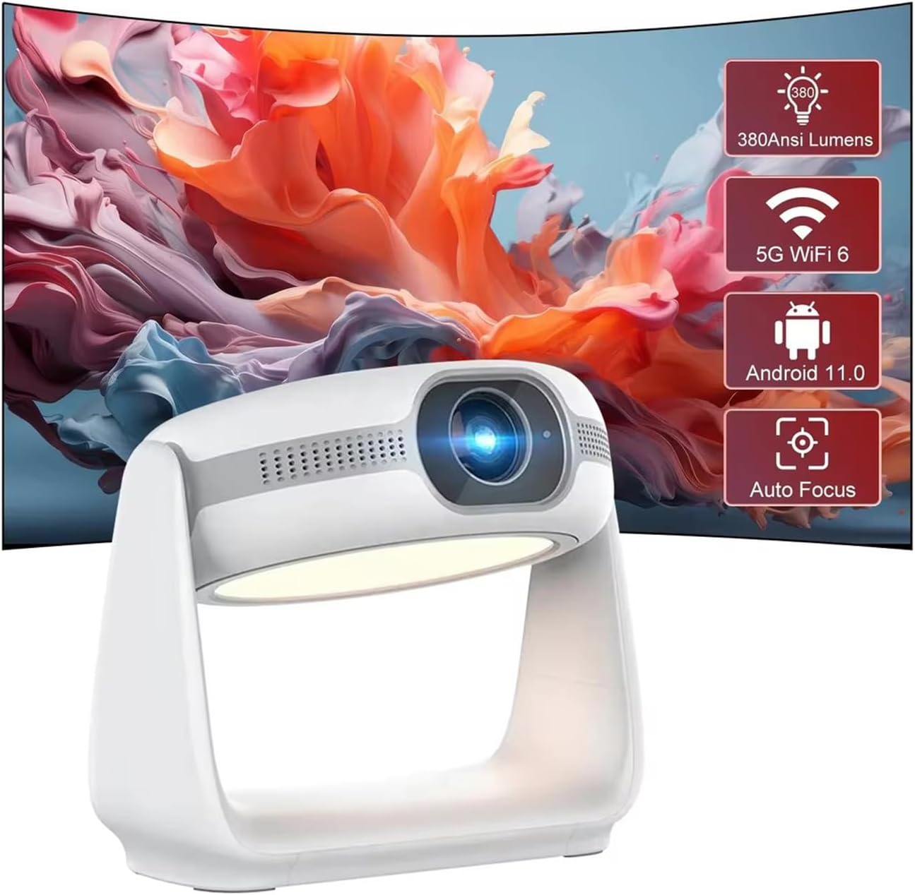 Otomatik Focus Yüksek Lümen Tam Yüksek Çözünürlüklü 3D Desteği LCD Wifi Bluetooth 4K Projeksiyon Cihazı