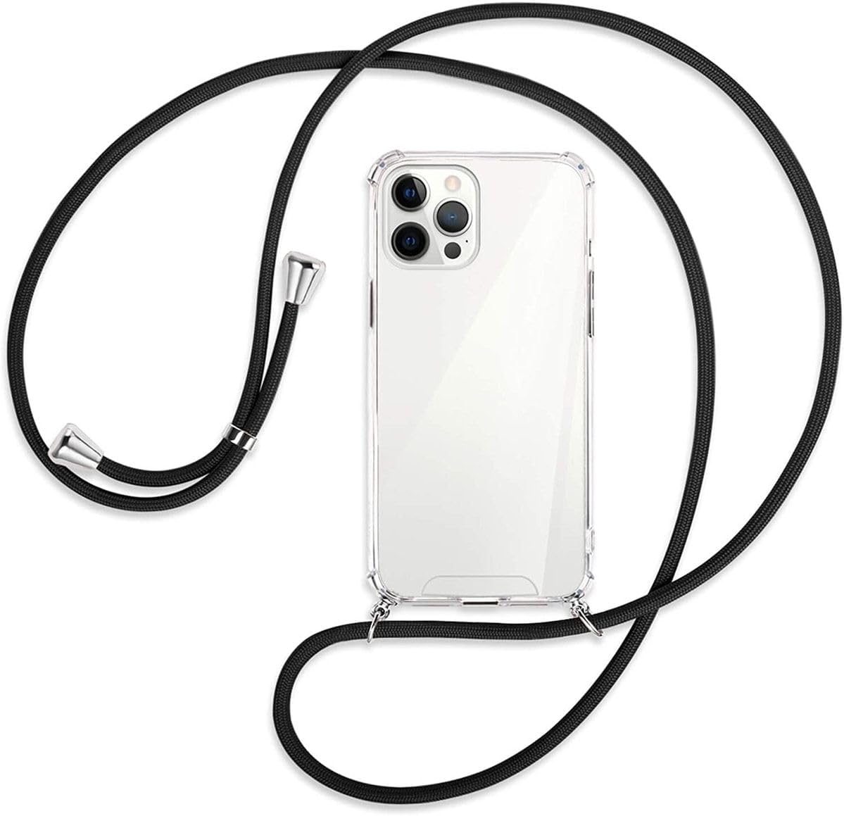 12 Pro Uyumlu Kılıf Boyun Omuz Askılı Ipli Anti Şok Köşe Korumalı Şeffaf Silikon Kmp