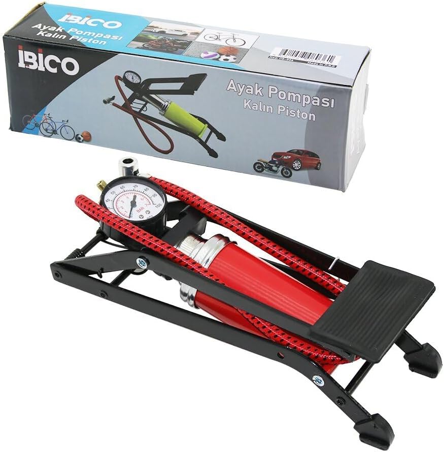 YATAY MODEL KALIN PİSTONLU AYAK POMPASI OTO-ARAÇ - BİSİKLET-MOTOR LASTİK - TOP - ŞİŞME YATAK-HAVUZ (5122)