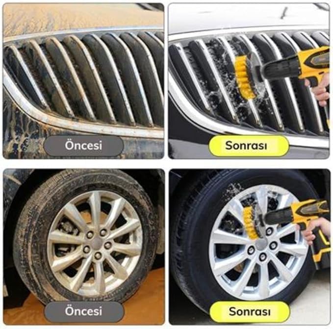 YAPI Matkap Ucu Temizleme Fırça Seti, 3'lü Çok Amaçlı Temizlik Fırçası, Matkap Ucuna Takılan