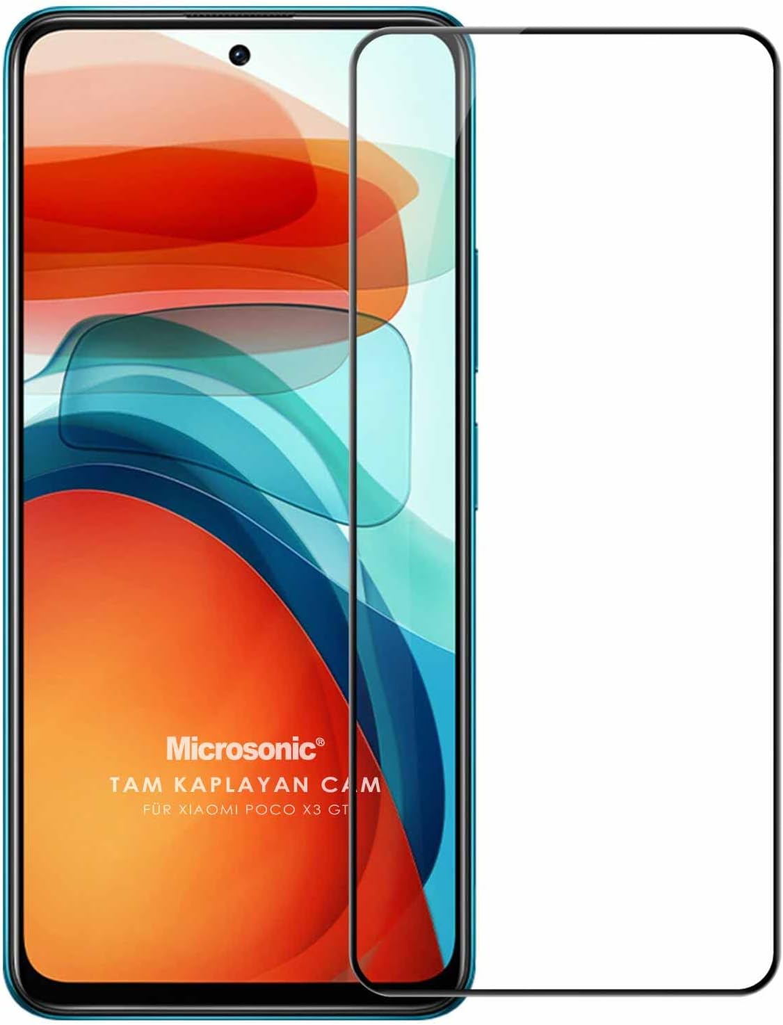 X3 GT Tam Kaplayan Temperli Cam Ekran Koruyucu Siyah