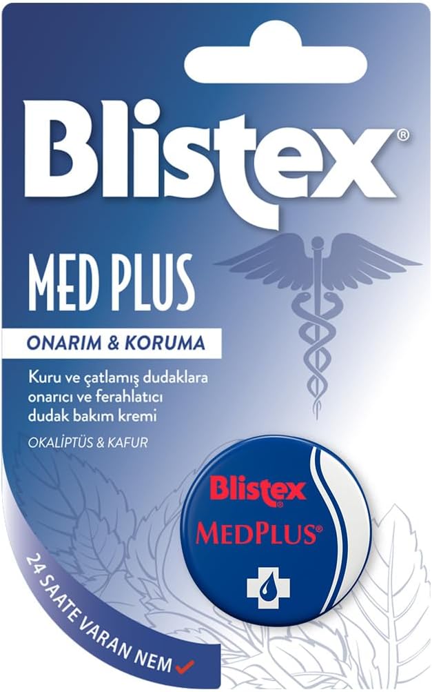 Blistex Medplus Kavanoz Kuru ve Çatlamış Dudaklara Onarıcı ve Ferahlatıcı Dudak Bakım Kremi x2