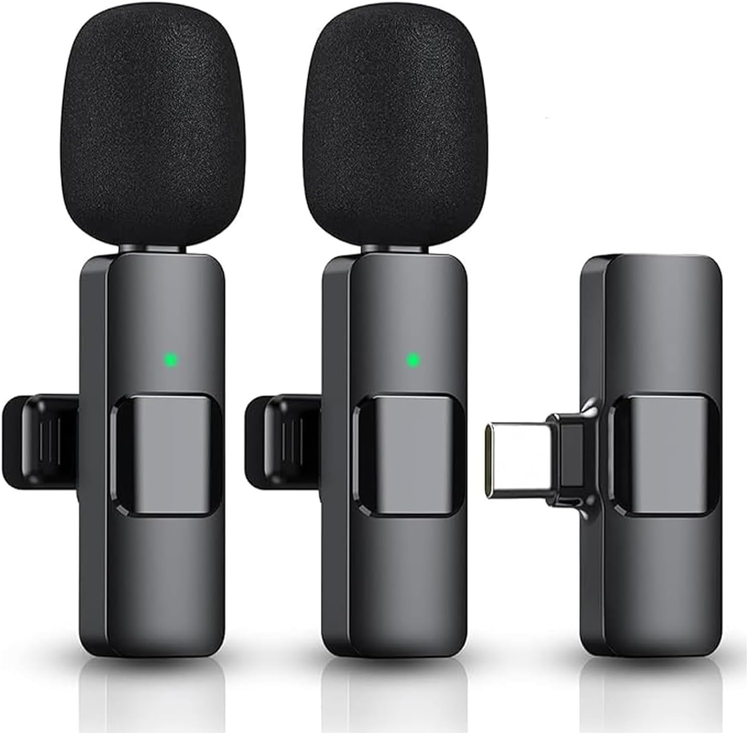 K9T2 Type-C Bağlantılı, 360° Ses Yakalama, Gürültü Azaltma Özellikli;, iPad ve iphone 15 ve 16/Plus/Pro/ProMax ve 17/Pro/ProMax Uyumlu Kablosuz Çiftli Yaka Mikrofonu