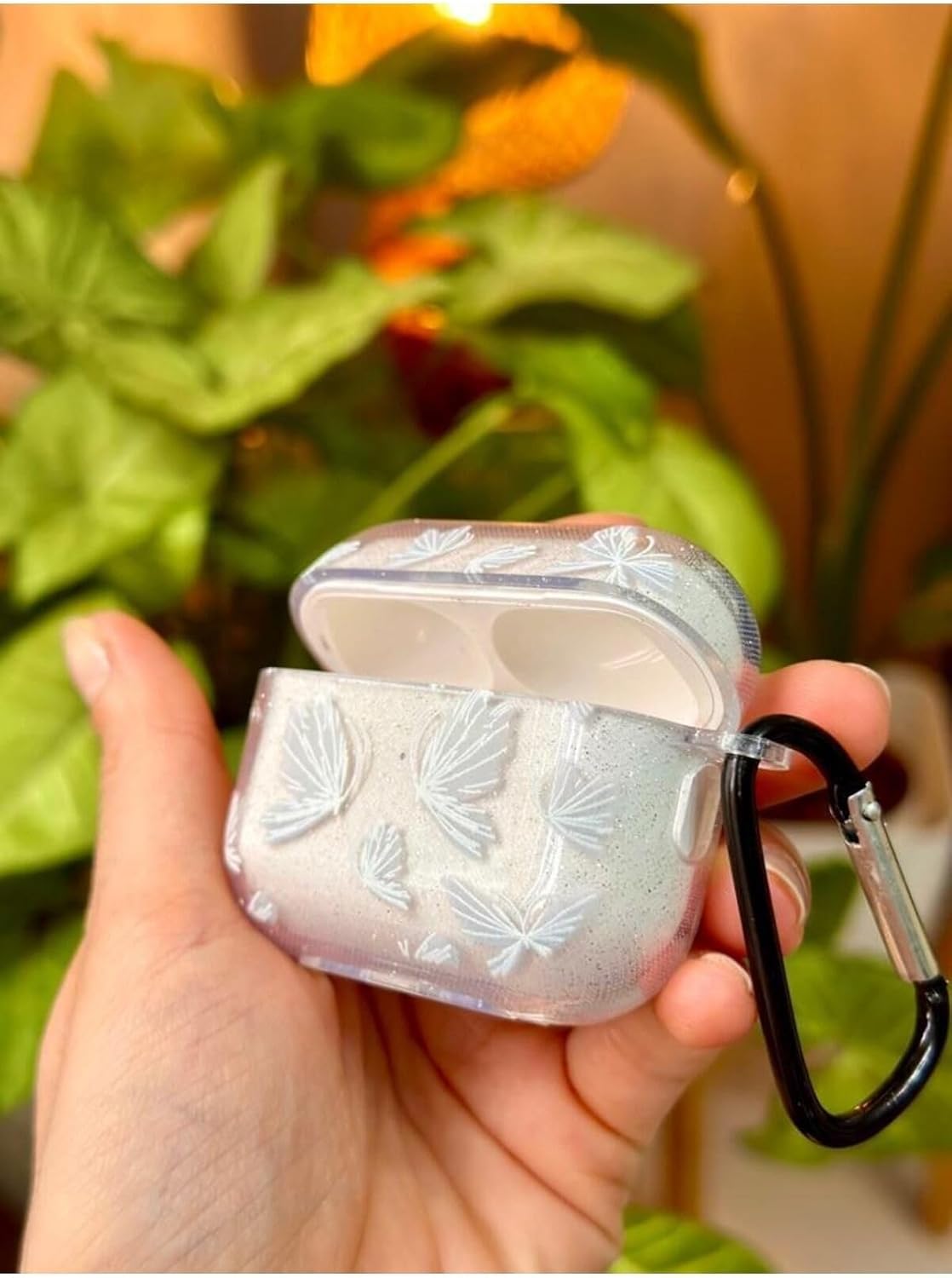 Pro - Pro2 ile Uyumlu Kelebekli Simli Kalın Şeffaf Silikon Kılıf - Beyaz