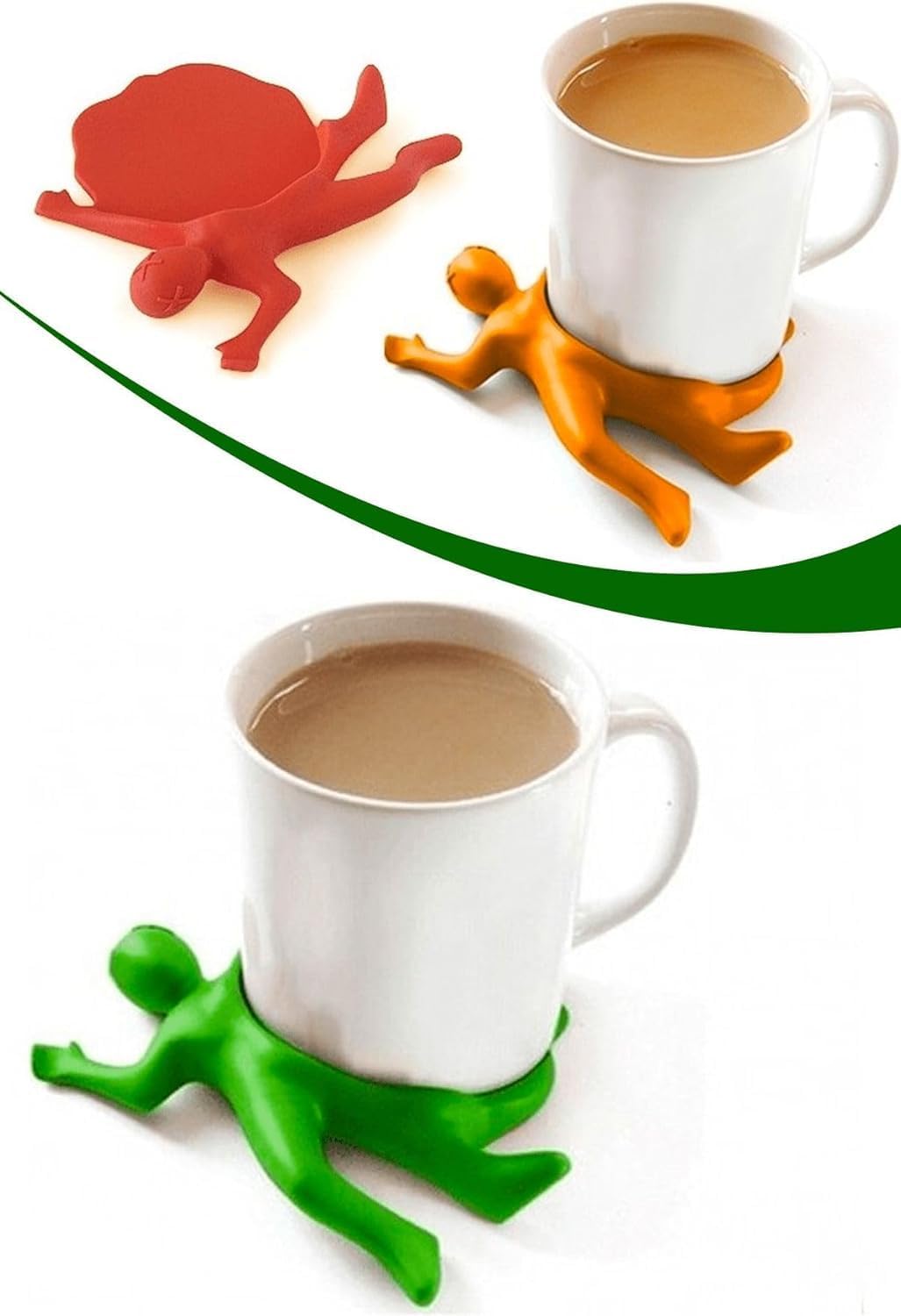 Eğlenceli Ezilmiş Adam Tasarımlı Bardak Altlığı, Çok Renkli, Dekoratif Silikon Bardak Altı