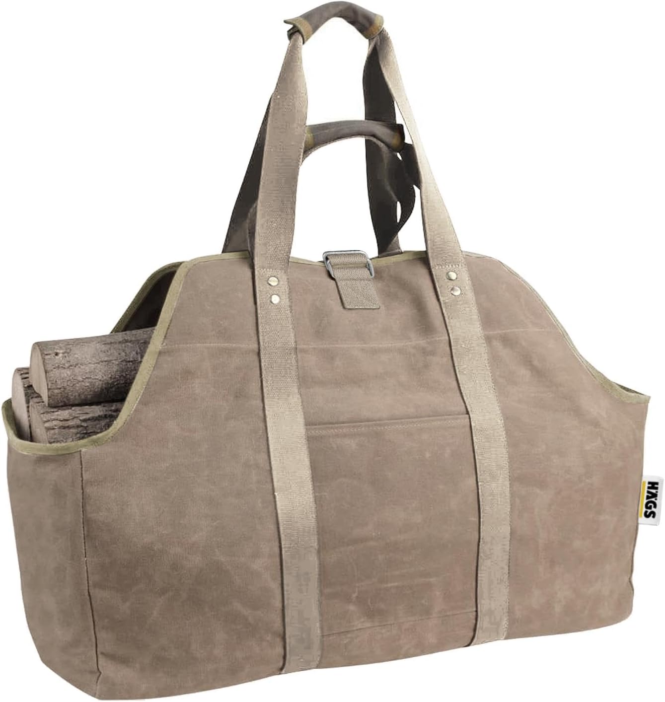 Ağır Hizmet Çantası, Waxed Kanvas, Şömine Odun Çantası, Şömine Odunluk Kamp için Yakacak Kütük Taşıma Depolama Çantası, Şömine Odun Sobası Aksesuarları - Büyük Boy - Haki