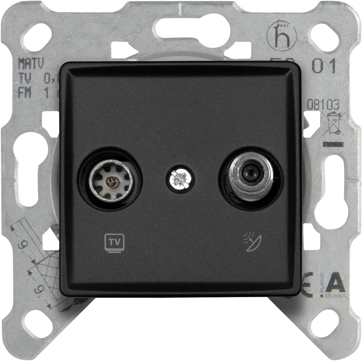 Linnera Life Gece Siyahı TV SAT Geçişli 11dB Mekanizma ve Kapak