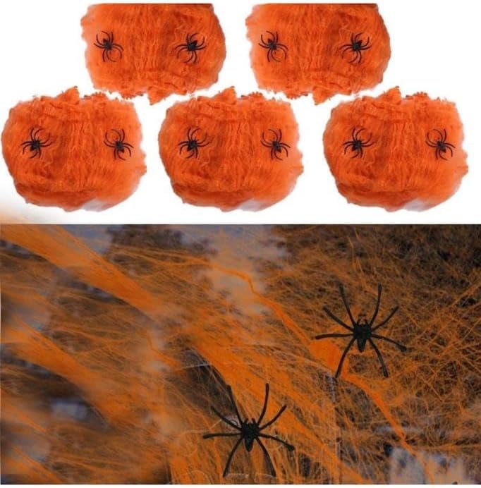 Halloween Bayramı Turuncu Renk Örümcek Ağı Seti