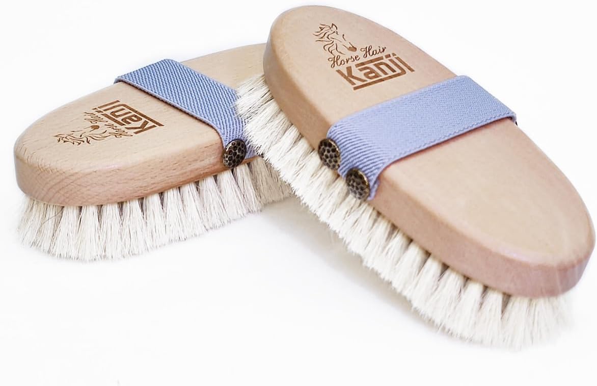 %100 Doğal At Kılı Masaj ve Kuru Fırçalama için Gri Kemerli Vücut Peeling Selülit Fırçası