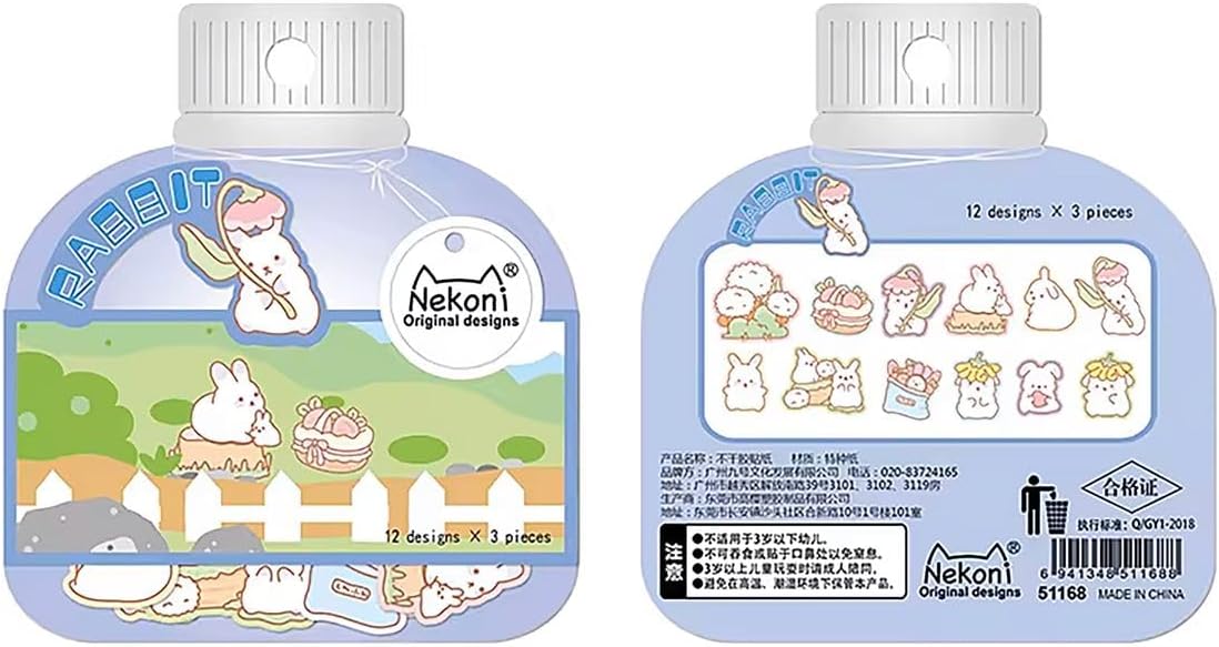 GUGUK Neşeli Tavşanlar Temalı 36 Adet Seti • Bullet Journal