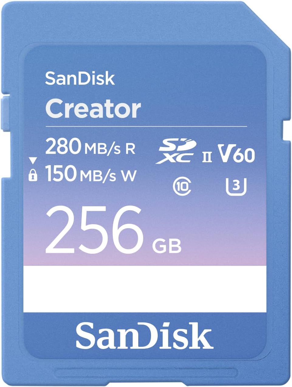 Creator SDXC UHS-II 256 GB Bellek Kartı, V60, 6K & 4K UHD, Okuma Hızı, 280 MB/s'ye kadar, Su ve Toza Dayanıklı, RescuePro Deluxe, 10, U3, V60