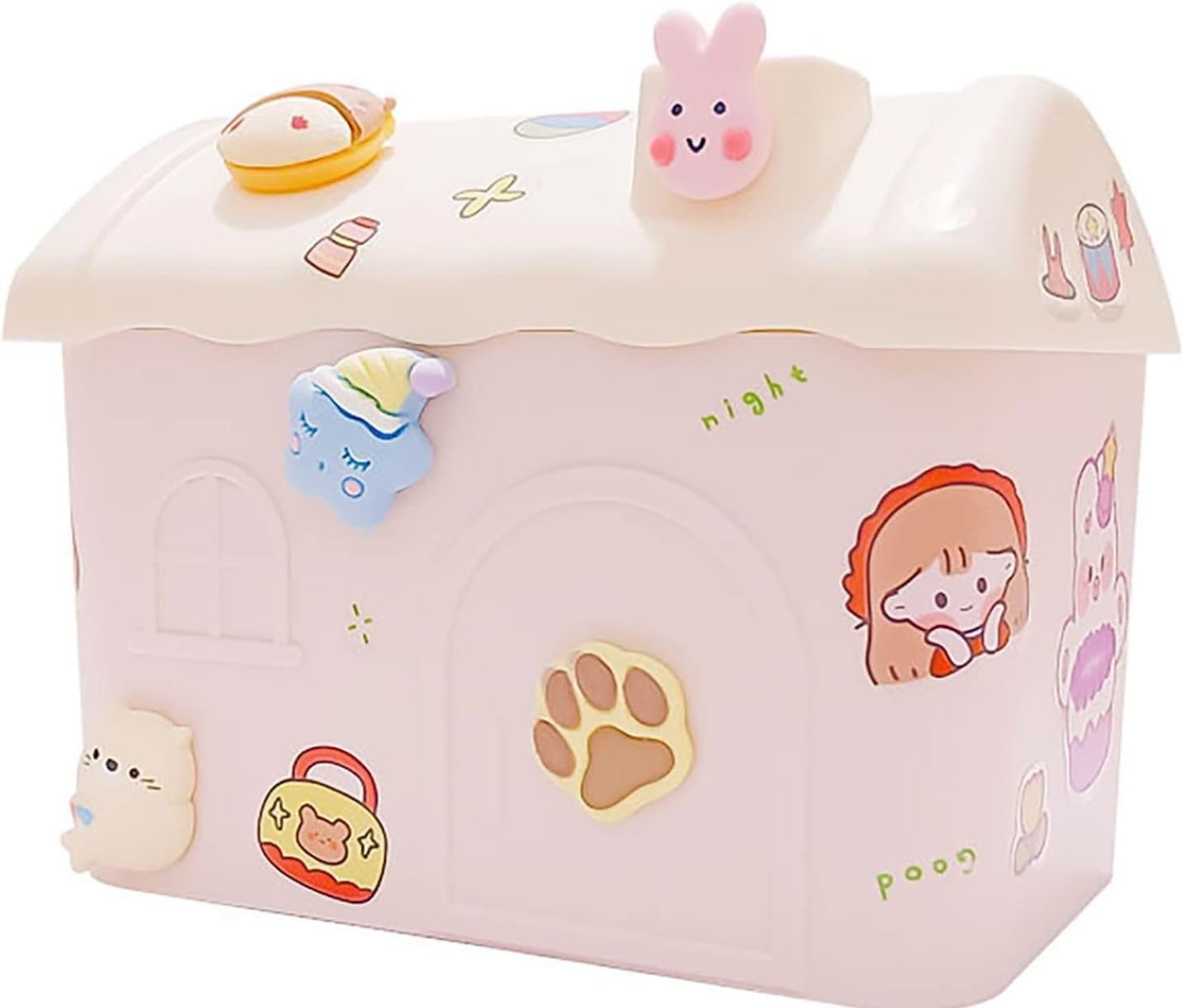 DIY Nemlendirici, Şirin Ev Tasarımı, 600ml Su Kapasiteli, USB Girişli, Sessiz ve Etkili Hava Nemlendirme, Dekoratif ve Kullanışlı (Pembe)