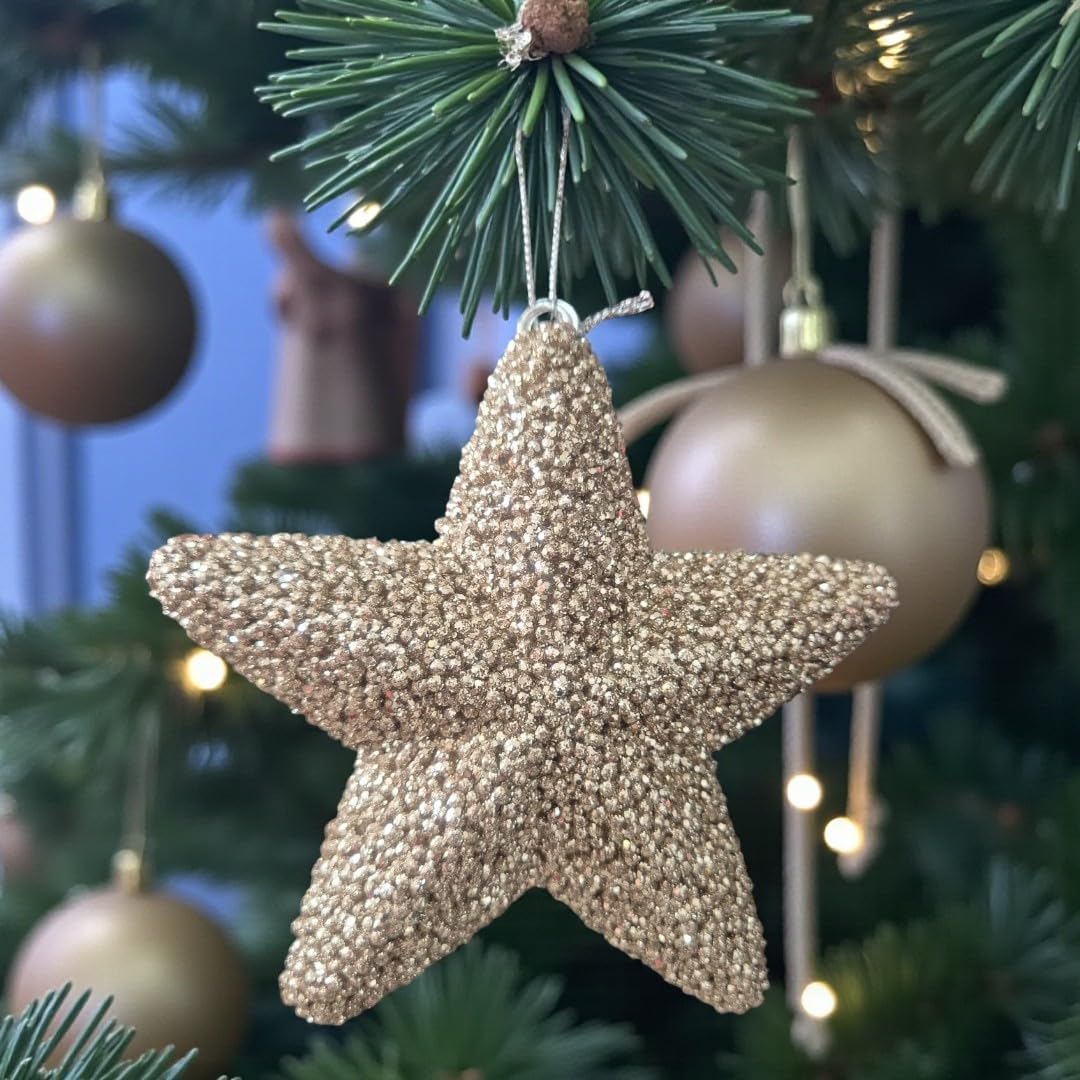 YILBAŞI AĞAÇ SÜSÜ 15CM YILDIZ ŞAMPANYA AST7216