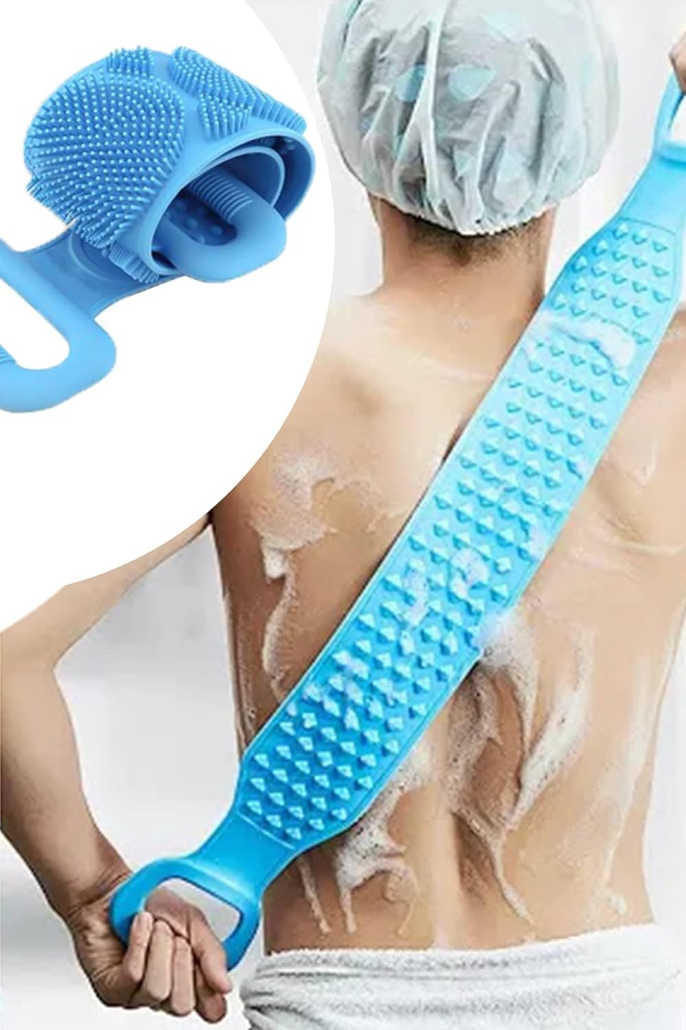 Mobee Çift Taraflı Banyo Sırt Kesesi 60 Cm