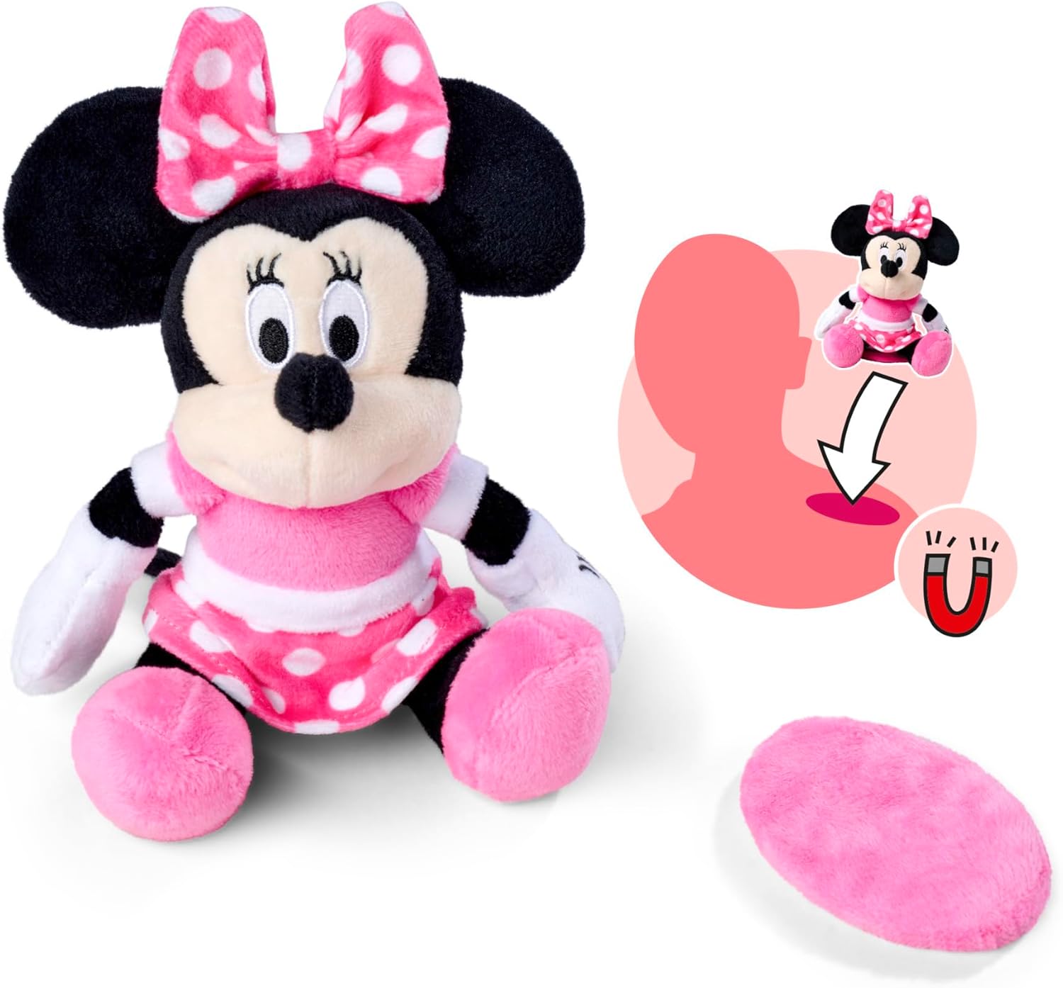 6315870461, Minnie Manyetik Peluş Figürü, Özel Tasarım, Tam Detaylı, Kıyafetler ile Takılabilir, Mıknatıslı, 12 Cm