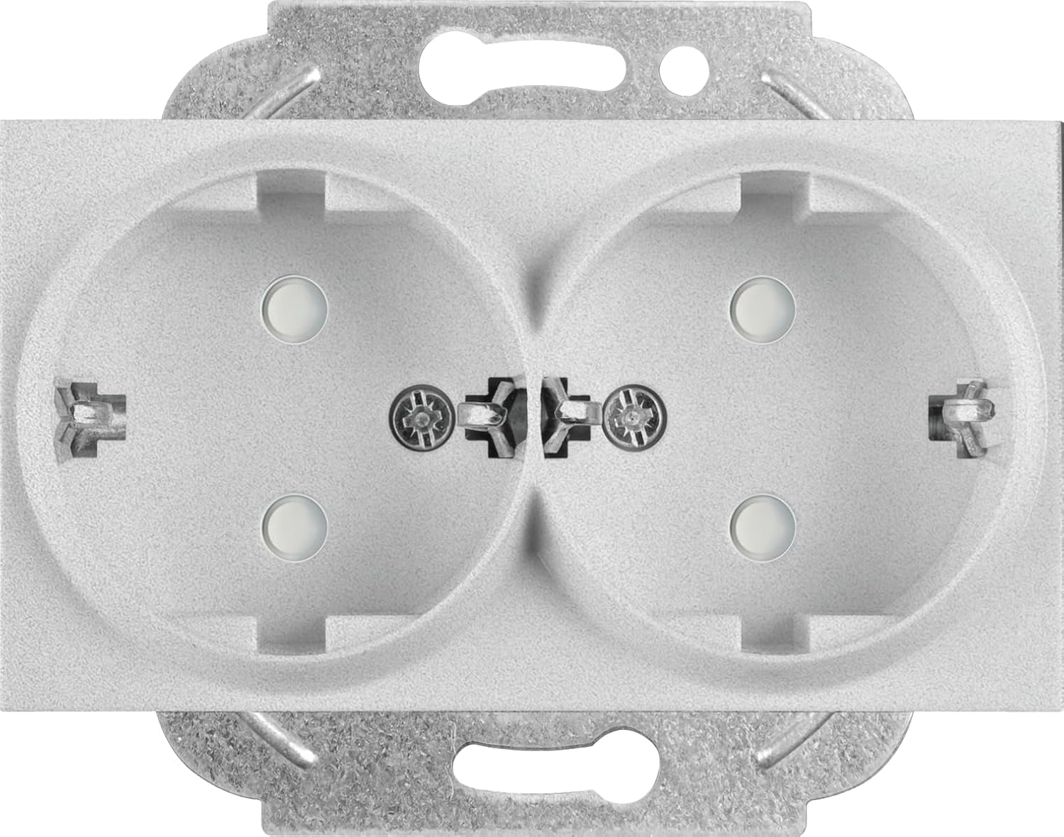 / Metalik Beyaz İkili Topraklı Priz Çarpma Karşıtı Mekanizma ve Kapak Vakumlu Paket