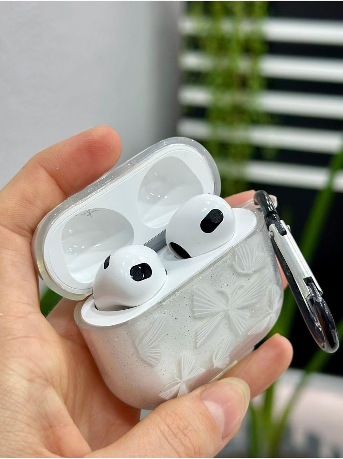 3. Nesil ile Uyumlu Simli Kelebek Baskılı Özel Tasarım Kalın Silikon Koruyucu Kılıf - Kelebek